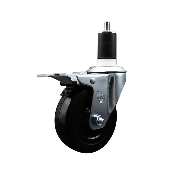 4'' SS Hard Rubber Swivel 1-1/2'' Expand Stem Caster Total Lock Brake